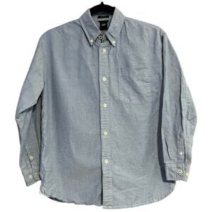 Gap Kids Boys Blue Oxford Button Down Dress Shirt Long Sleeve Cotton Size XL(12)